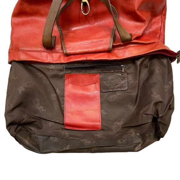 Valentina Brand Red And Brown Leather‎ Shoulder Bag - Picture 11 of 15